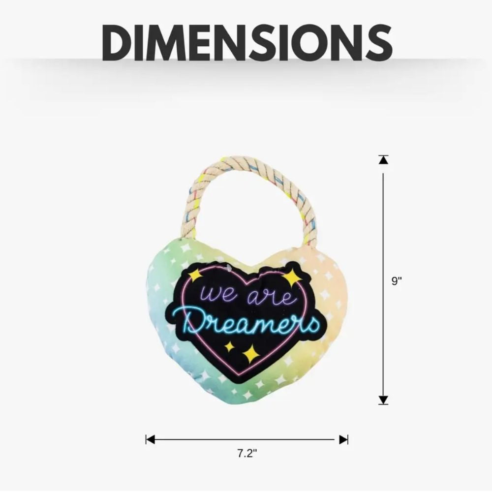 Peluche de corazón para perro: con chirriador y papel arrugado para un juego divertido