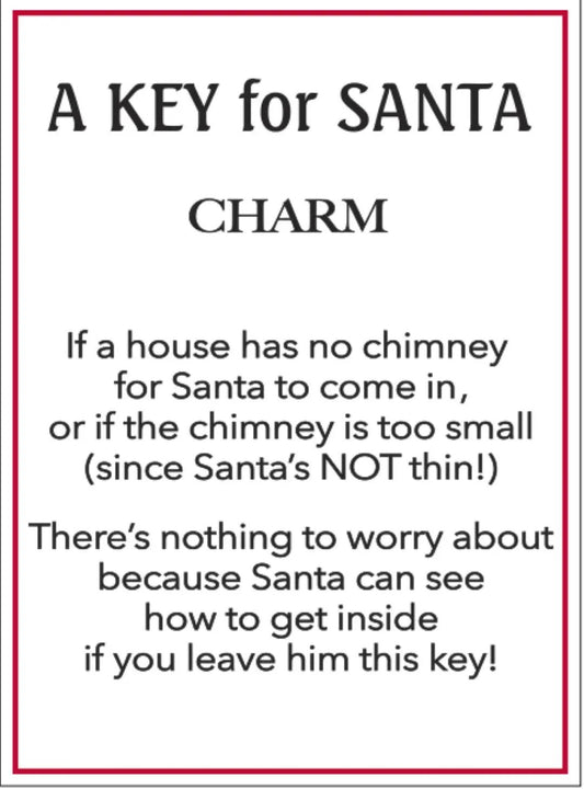 Santa's Key Charm Necklace packaging card on white card with red border gift shop jewelry on Tampa Home & Garden Store