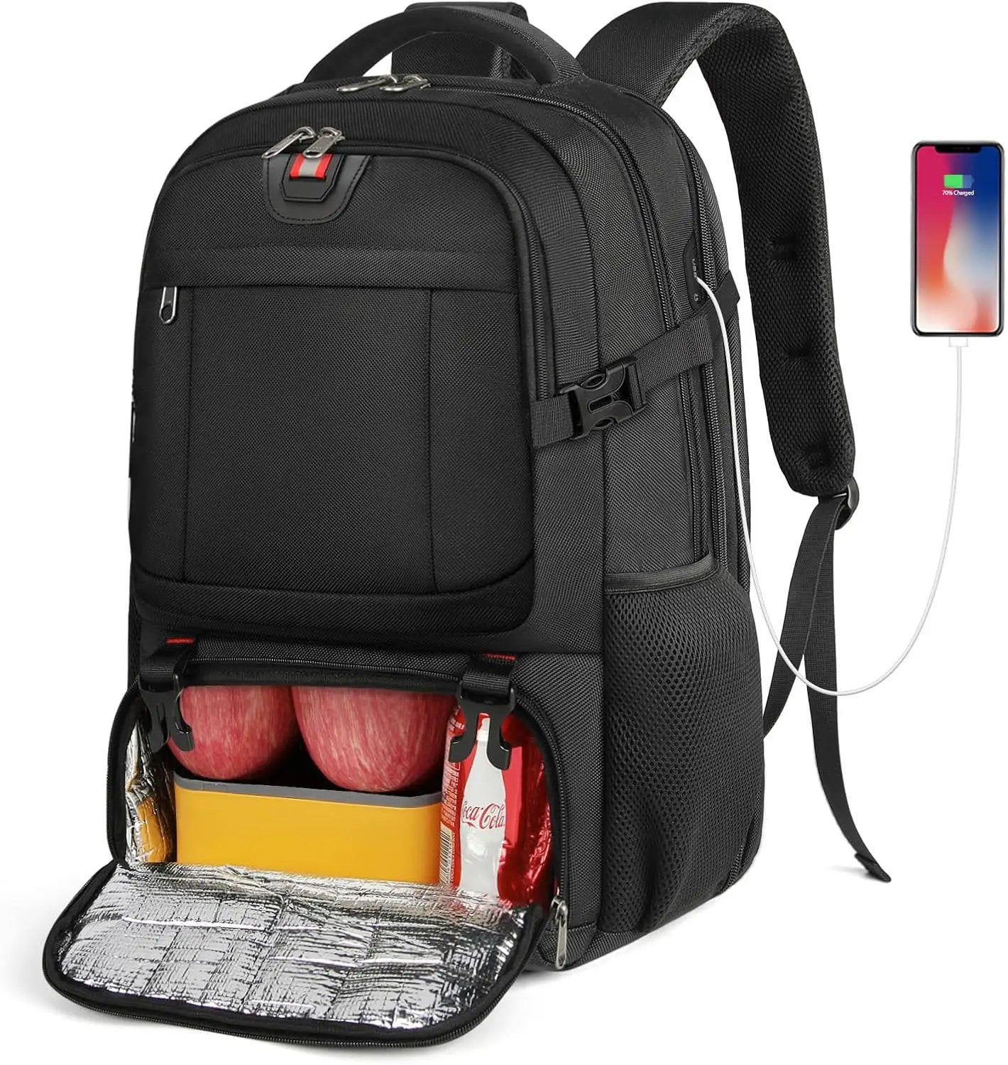 Travel Laptop Backpack Moktan Sabai 50L with insulated cooler compartment and USB port, black on Tampa Home & Garden Store