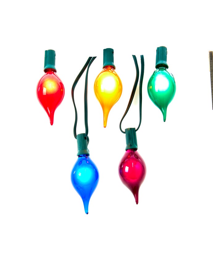 Ensemble de 10 lampes multicolores UL G45 en forme de larme, fil vert