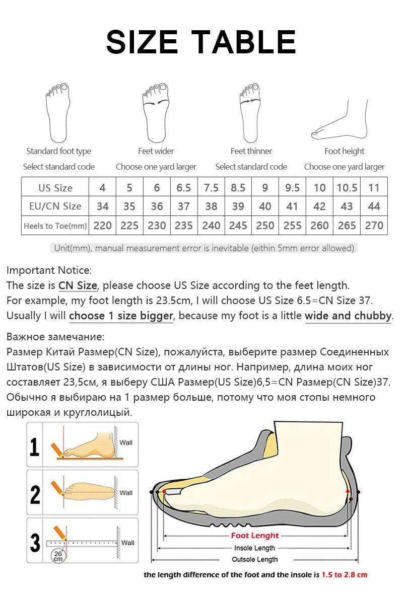 Stevvex sandals size table with US/EU sizes and foot length guide on Tampa Home & Garden Store