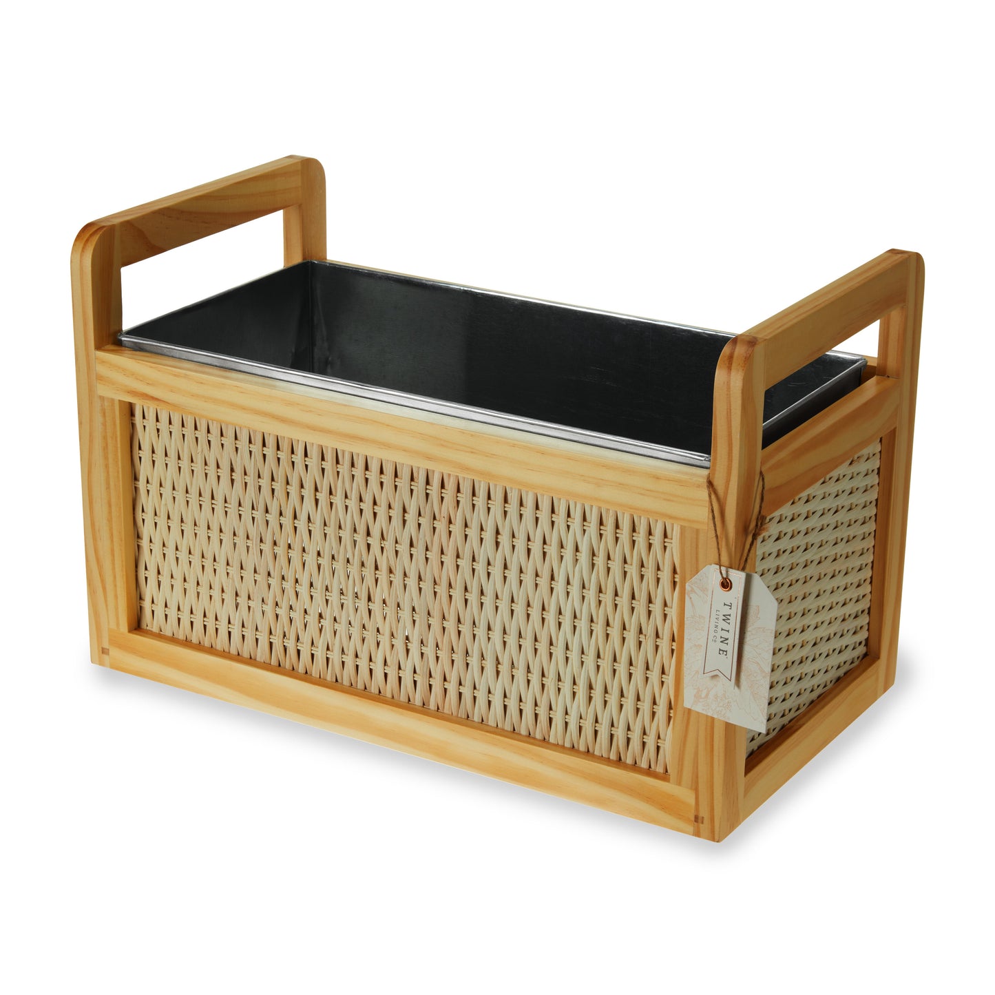 Heavy Wood and Rattan Ice Drink Cooler Tub