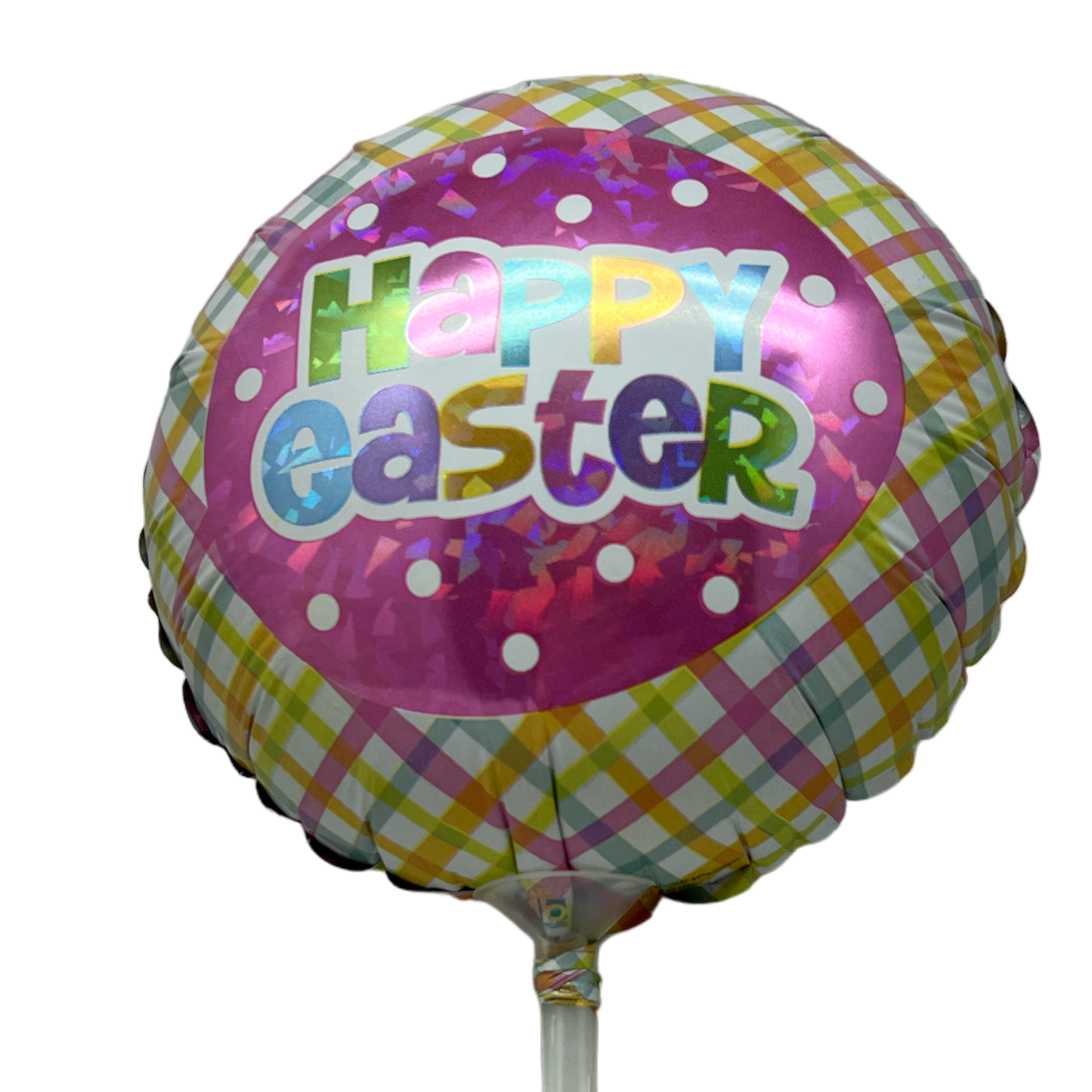 Easter pre-inflated plaid Mylar balloon with Happy Easter lettering Country Christmas Loft on Tampa Home & Garden Store