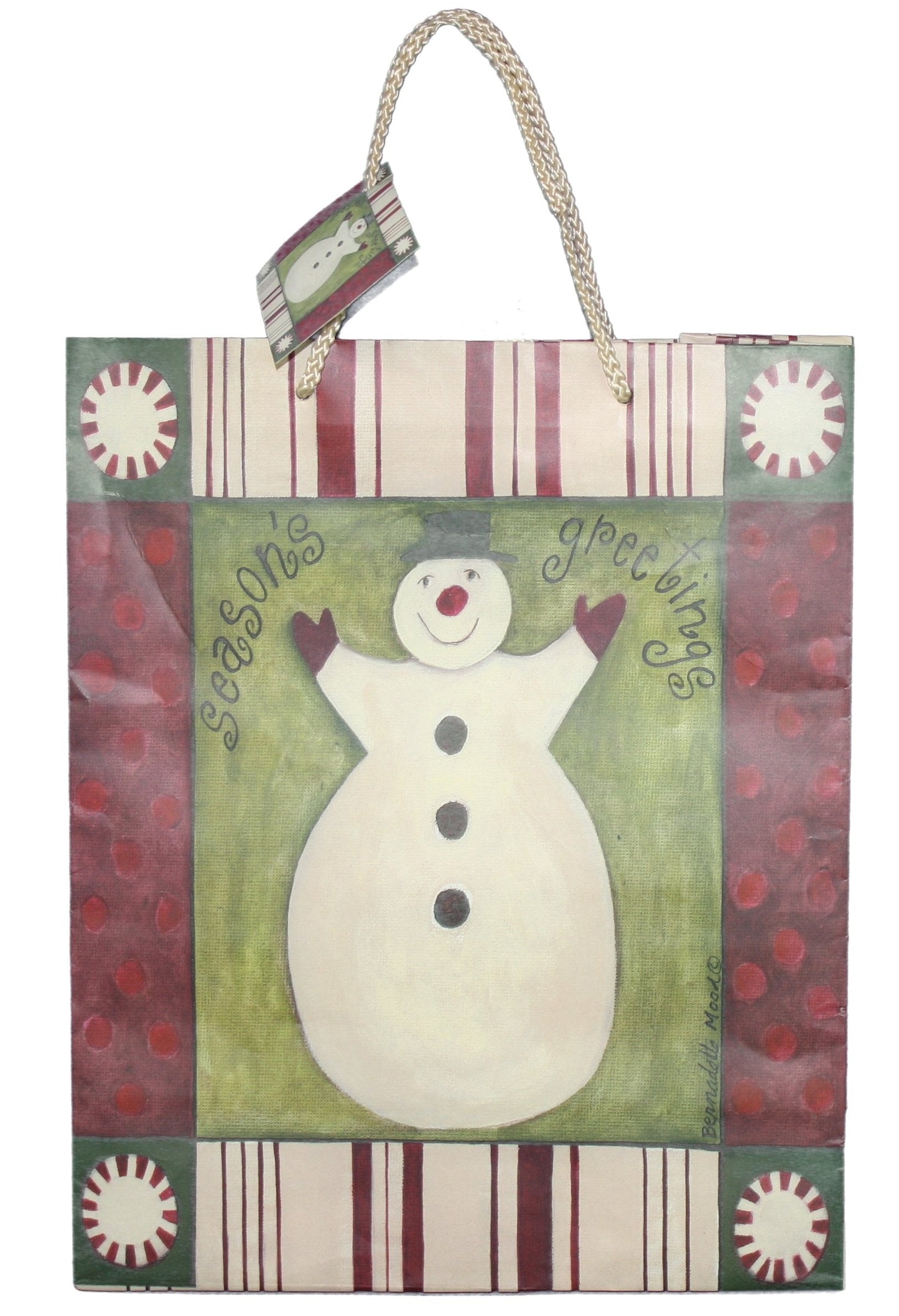 Bolsa de regalo con muñeco de nieve "Felices fiestas" - Mediana