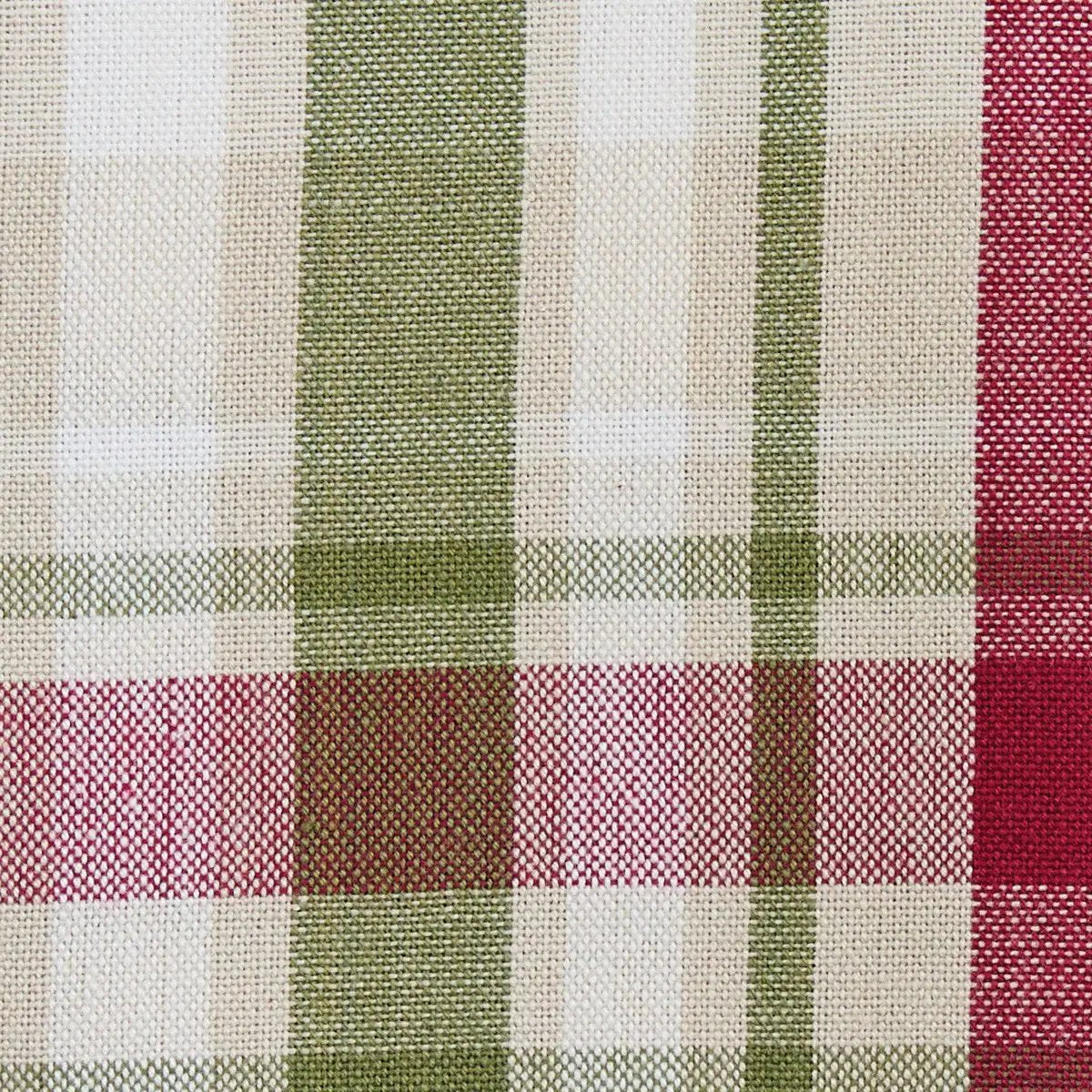 Cotton Christmas plaid barn napkin 18 by 18 in green cream red plaid pattern on Tampa Home & Garden Store