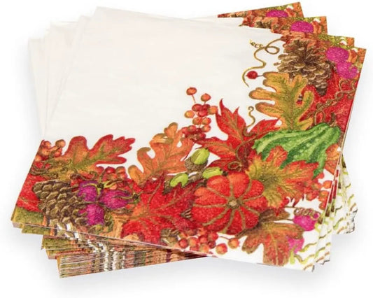 Harvest Garland Cocktail Napkins bundle with autumn leaf print by Country Christmas Loft on Tampa Home & Garden Store
