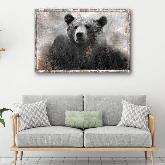 Animals Forest Bear Brown Canvas Wall Art by Tailored Canvases with rustic weathered frame on Tampa Home & Garden Store