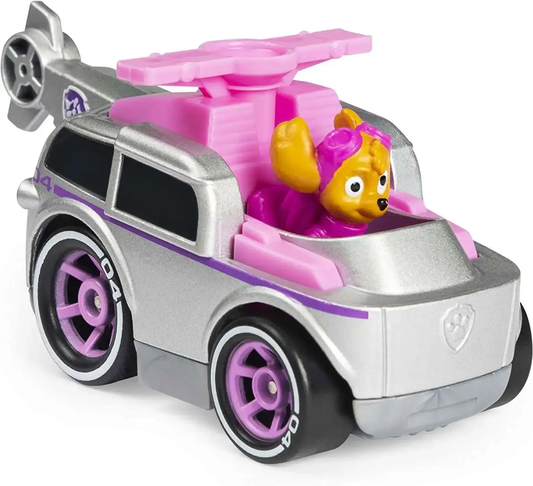 Paw Patrol True Metal Skye Diecast Car silver body with pink rotor and purple wheels on Tampa Home & Garden Store
