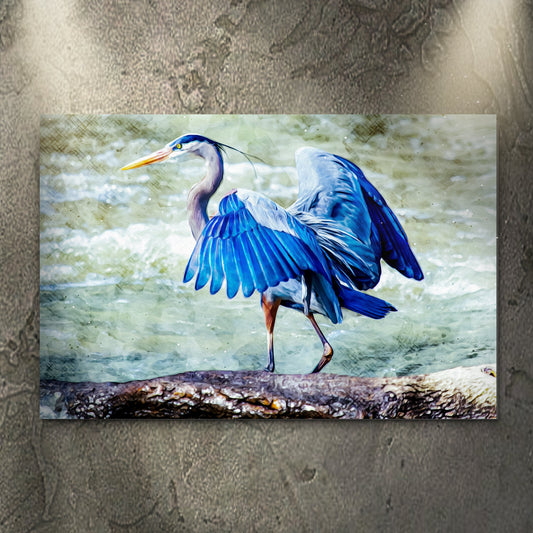 Beach Blue Heron Canvas Wall Art II by Tailored Canvases, blue heron on water canvas on Tampa Home & Garden Store