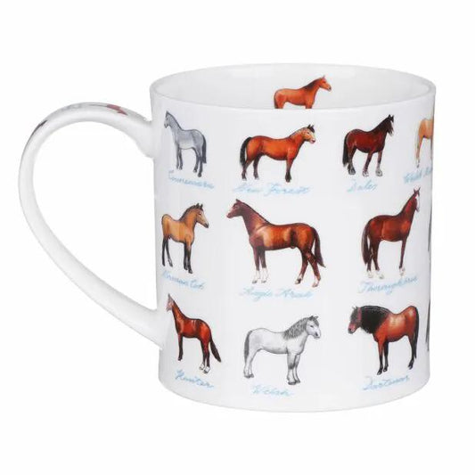 On Farm Horses Fine Bone China Mug Ornkey Style with colorful horse designs on Tampa Home & Garden Store