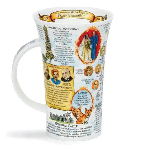 Life and Reign Queen Elizabeth II Mug Glencoe, commemorative design, fine bone china on Tampa Home & Garden Store