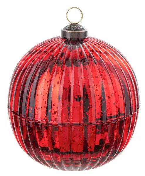 Red faceted glass ornament trinket box with card holder by The Country Christmas Loft on Tampa Home & Garden Store