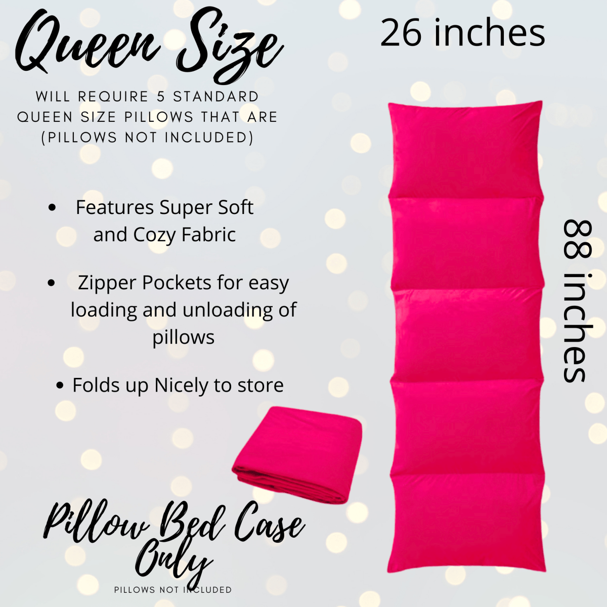 Pillow Bed Case for Floor Lounger, vibrant pink by Chicky Chicky Bling Bling, queen size 26 inches on Tampa Home & Garden Store
