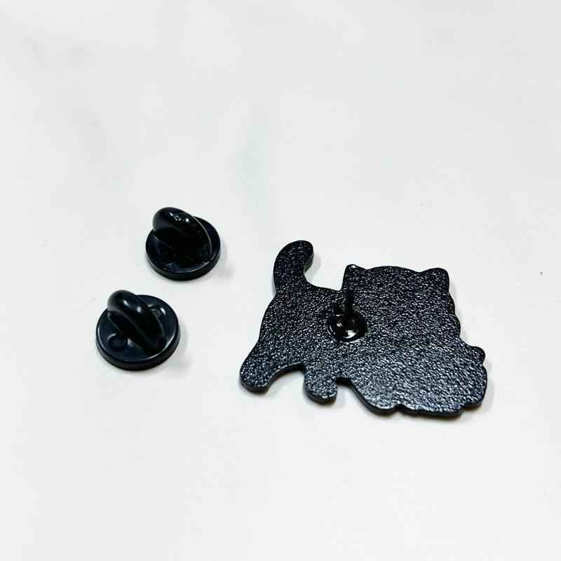 Mama Cat Carrying Kitten enamel pin by Shaketea, black cat brooch with two clutch posts on Tampa Home & Garden Store