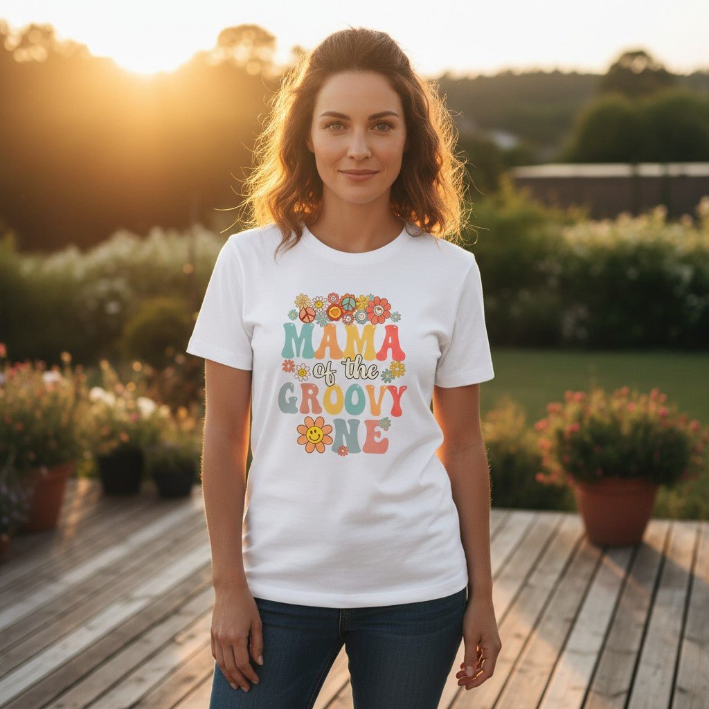 Mama of the Groovy One Cotton Graphic Tee