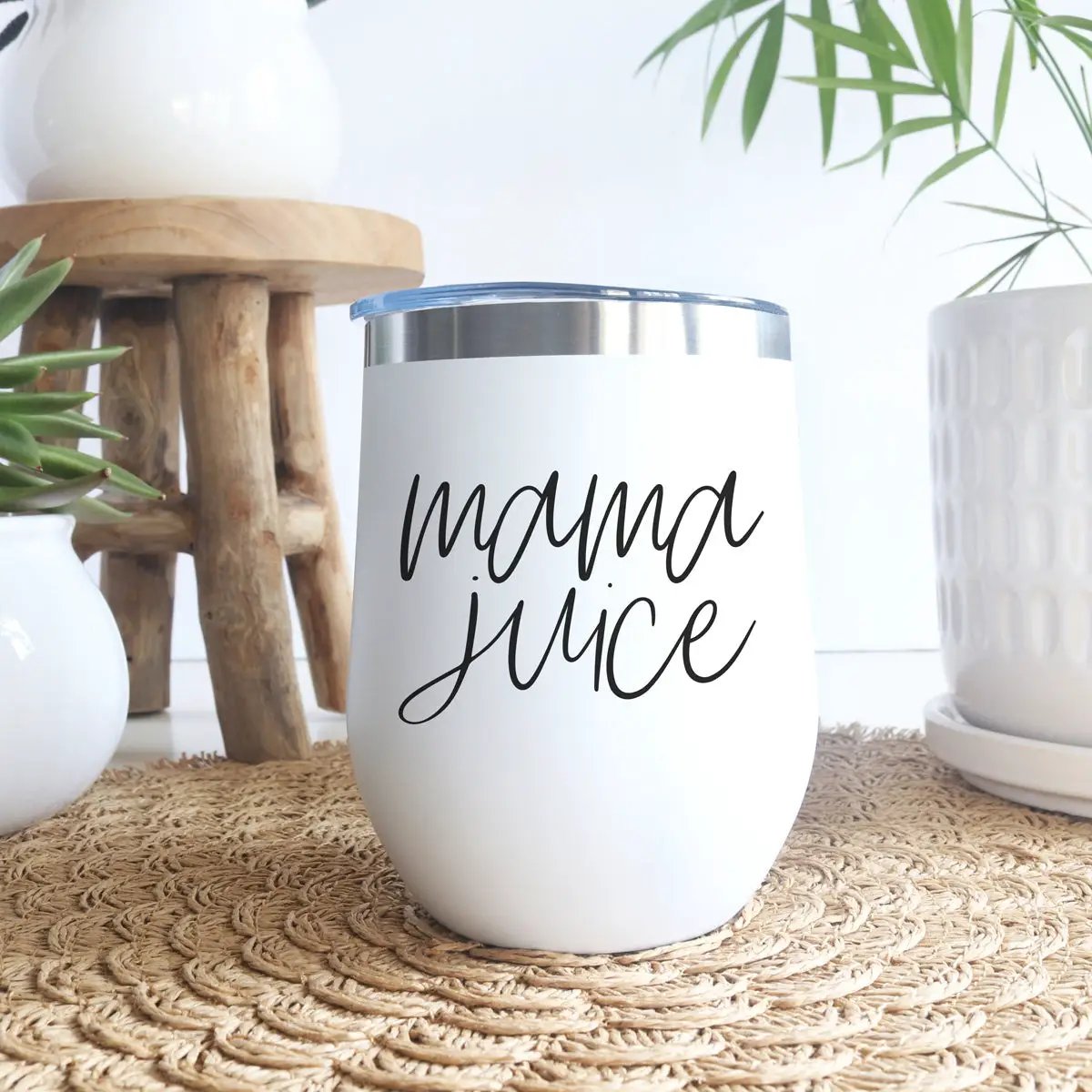 Mama Juice Stainless Steel Wine Tumbler With Lid
