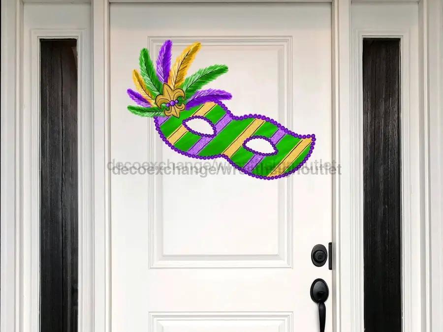 Mardi Gras Mask, Mardi Gras Sign, Louisiana Sign, wood sign, Door Hanger, DECOE-W-403, 11" Wreath Sign - Tampa Home & Garden Store