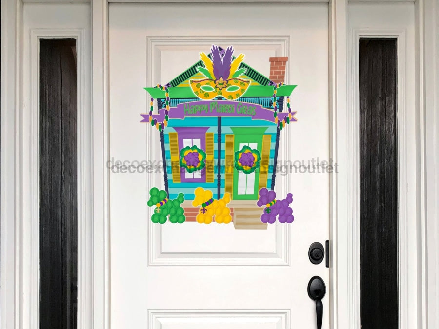 Letrero de Mardi Gras, letrero de Luisiana, letrero de madera, colgador de puerta, DECOE-W-381, letrero de corona de 11"