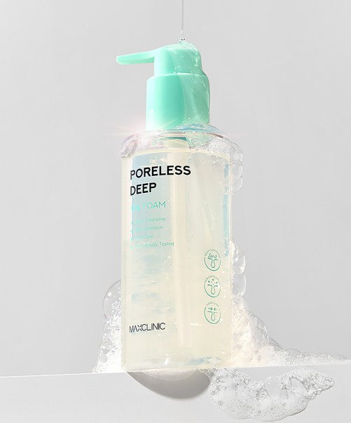 MAXCLINIC Poreless Deep Oil Foam cleansing oil bottle with mint green pump on Tampa Home & Garden Store