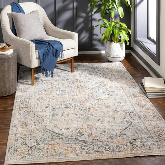 McKinlay Luxe Rug Polyurethane, machine-woven; beige with subtle gray pattern by Boutique Rugs on Tampa Home & Garden Store