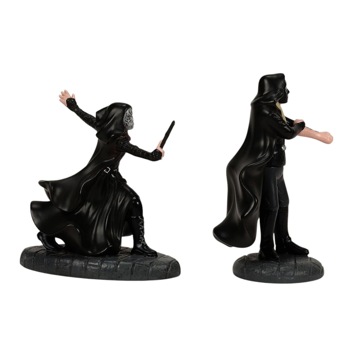 Death Eaters Lucius Malfoy & Bellatrix 2pc Christmas village figurine set in black cloaks on Tampa Home & Garden Store