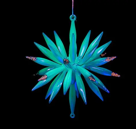 Glow in the Dark Starburst Ornament turquoise blue by The Country Christmas Loft on Tampa Home & Garden Store