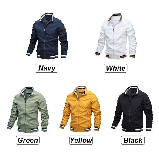Men's lightweight windbreaker jackets in six colors navy white green yellow black rain coats on Tampa Home & Garden Store
