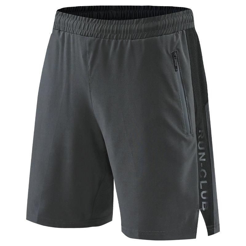 Stevvex men's run shorts gray quick-dry fabric with zip pocket, breathable waistband on Tampa Home & Garden Store