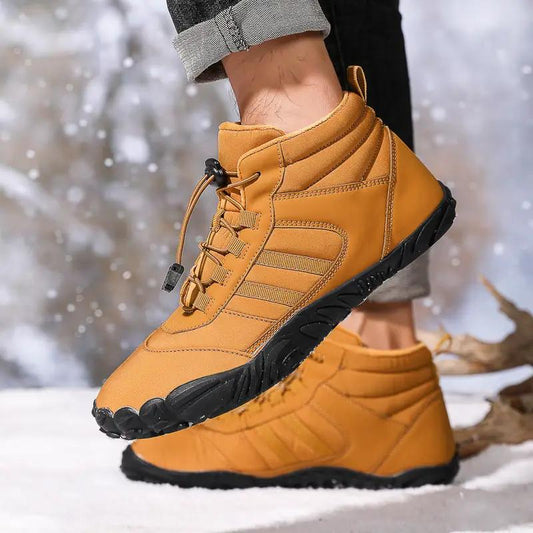 Unisex cotton hiking boots in tan with wool lining and rugged black outsole VIP Digital Presence on Tampa Home & Garden Store