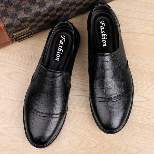 Mens Bean black leather casual sneakers pair with grid-textured panels and flat soles on Tampa Home & Garden Store