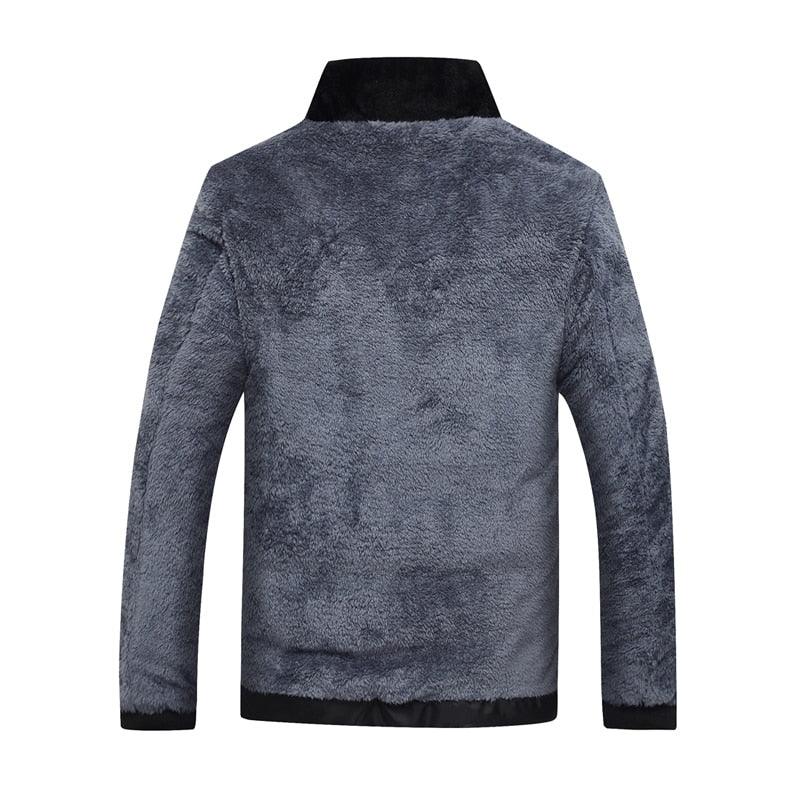 Men's warm winter jacket Stevvex, gray-blue fleece with black collar and cuffs Coats & Jackets on Tampa Home & Garden Store