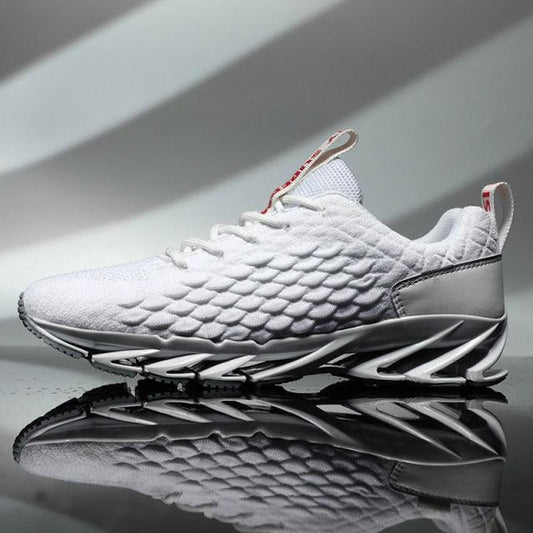 Mens Stevvex athletic sneakers white breathable knit upper with sculpted sole on Tampa Home & Garden Store