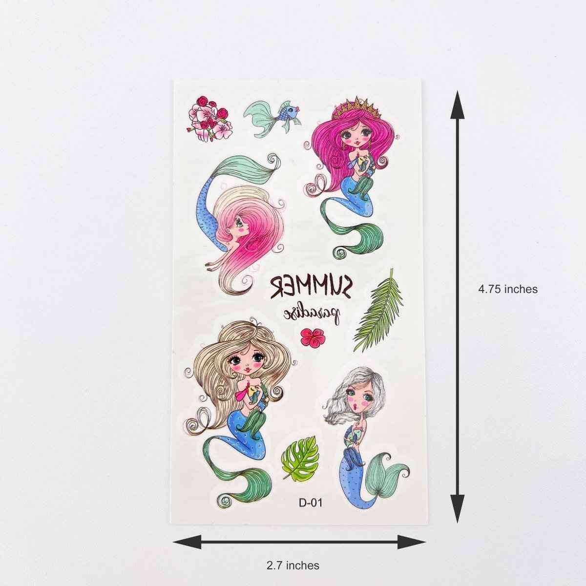 Mermaid Tattoos for Kids sheet by Shaketea with mermaid designs on Tampa Home & Garden Store