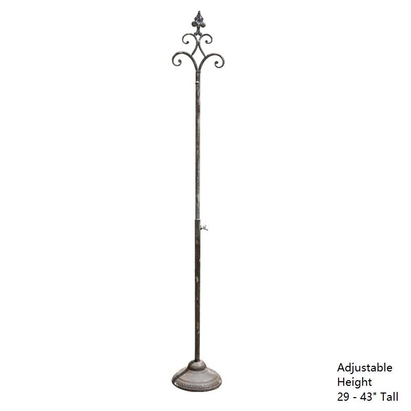 Metal Hanging Plant Stand with Hook by RusticReach, adjustable height 29-43 in, dark iron finish on Tampa Home & Garden Store