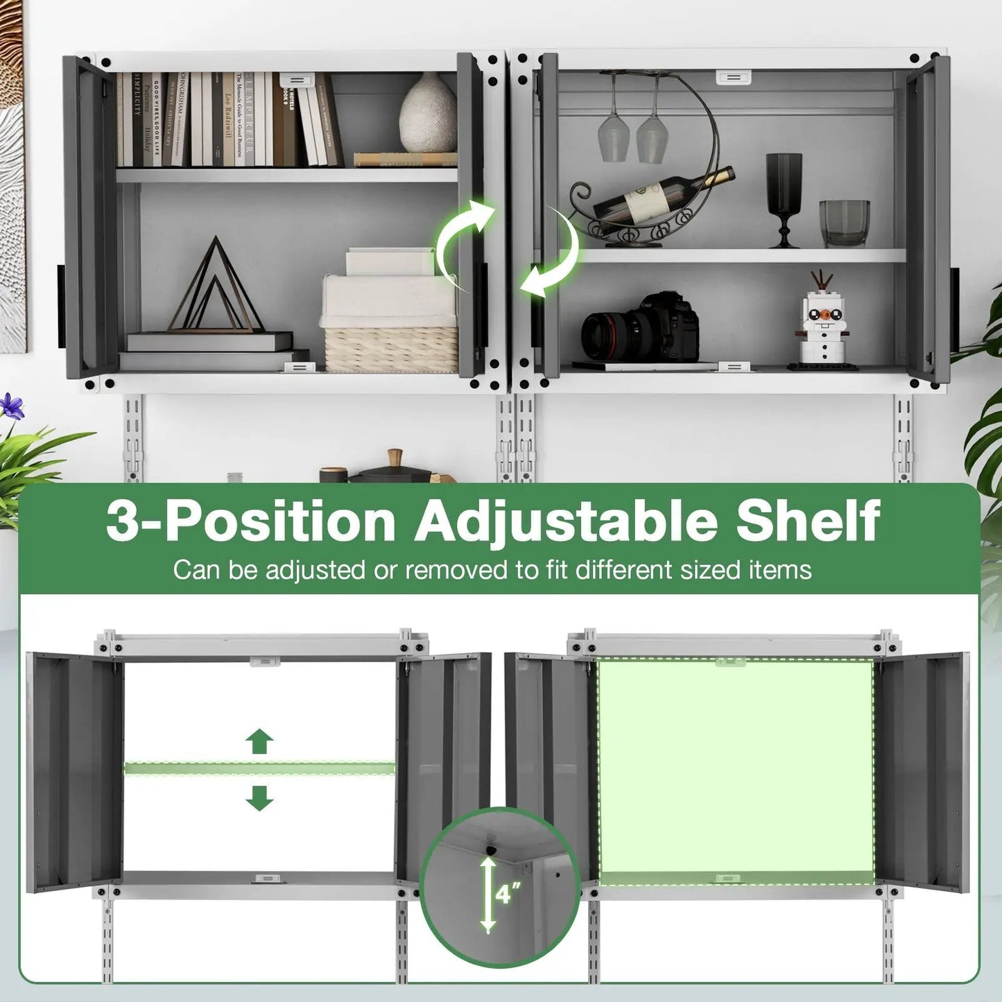 Metal Wall Cabinet with Lock and 3 Adjustable Shelves - Tampa Home & Garden Store
