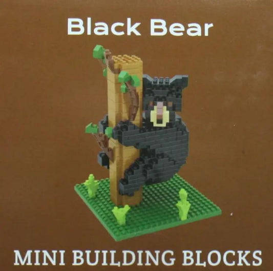 Black Bear on Tree Mini Building Blocks construction toy on green base with brown trunk by The Country Christmas Loft on Tampa Home & Garden Store