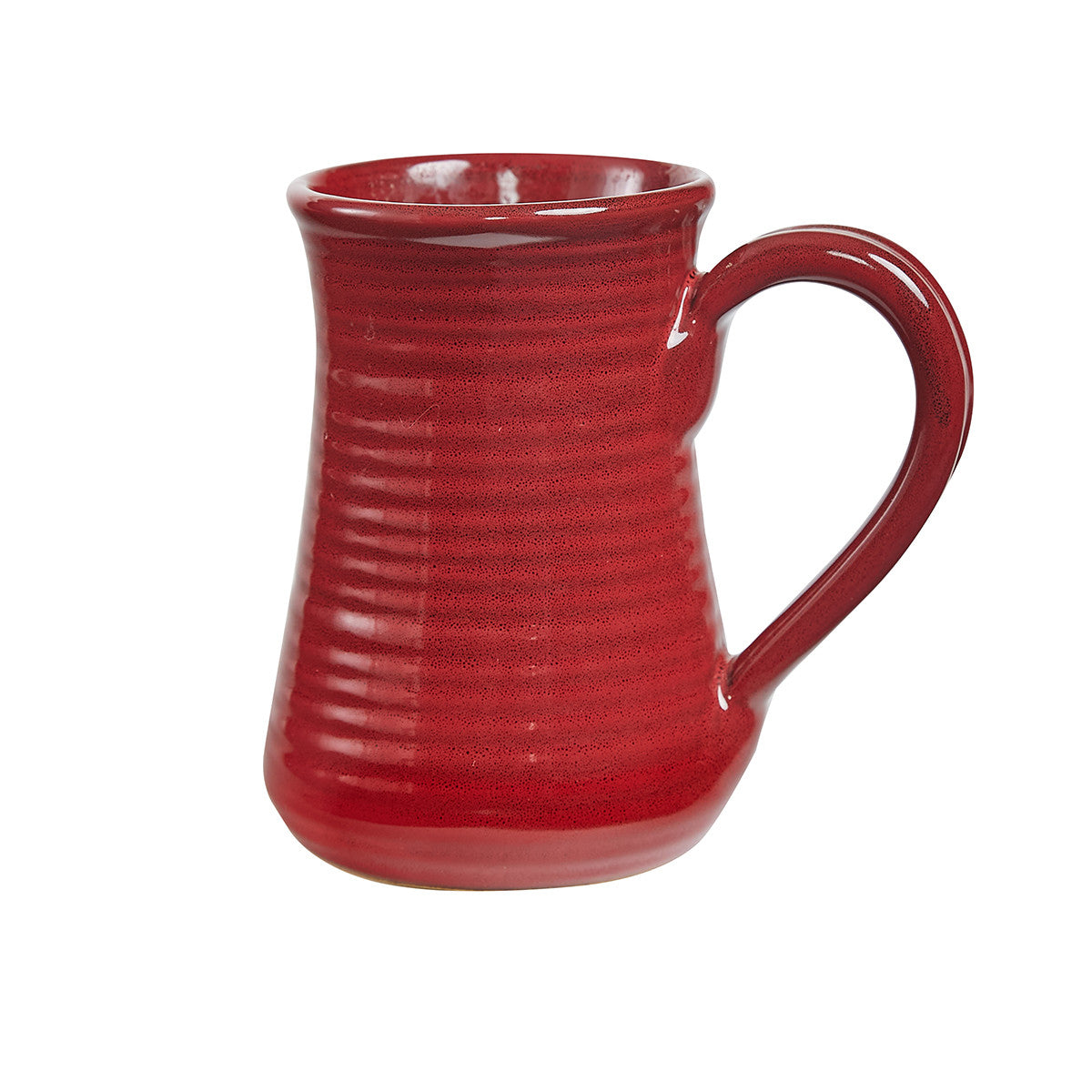 Aspen Ceramics red mug with ribbed ceramic body and curved handle for everyday coffee on Tampa Home & Garden Store
