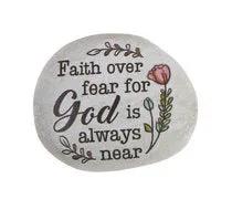 Together We Rise stone with inspirational message worry stone gray pebble accent on Tampa Home & Garden Store