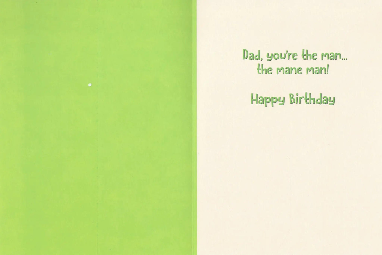 Birthday Card You're the Mane Man Dad, lime green cover, The Country Christmas Loft on Tampa Home & Garden Store