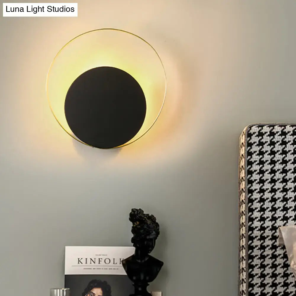 Black Gold Circle Sconce wall light with black center and gold circle halo by Decorbites on Tampa Home & Garden Store