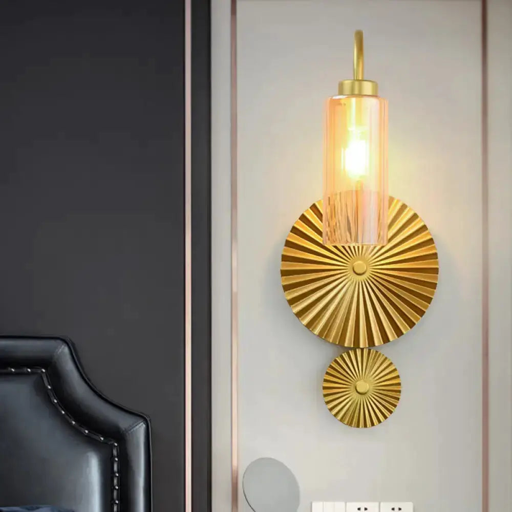 Mid Century Brass Gooseneck Wall Lamp Sunburst