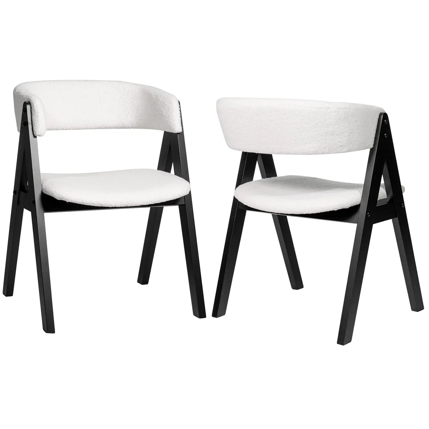 Wooden dining chairs set of 2, white upholstery, black legs, mid-century DirectDeals on Tampa Home & Garden Store