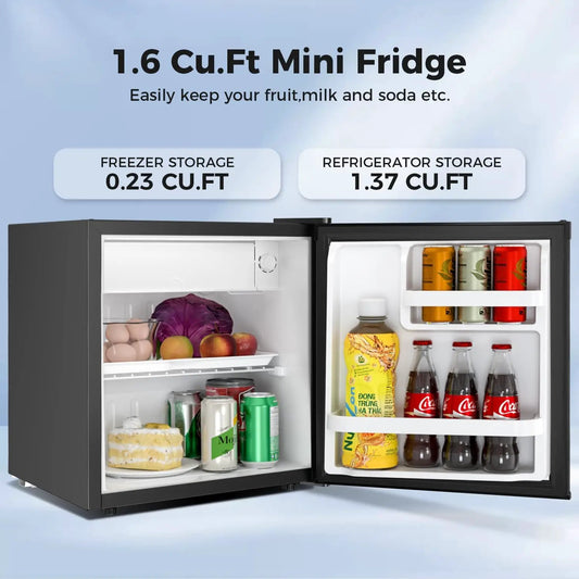 Kismile 2.6 Cu Ft Mini Fridge with Freezer, black dual-door compact refrigerator on Tampa Home & Garden Store