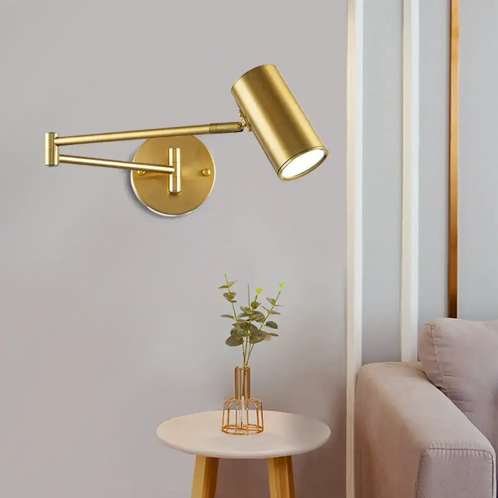 Black Gold Cylinder Wall Light by Decorbites, brass finish wall lamp with adjustable arm on Tampa Home & Garden Store