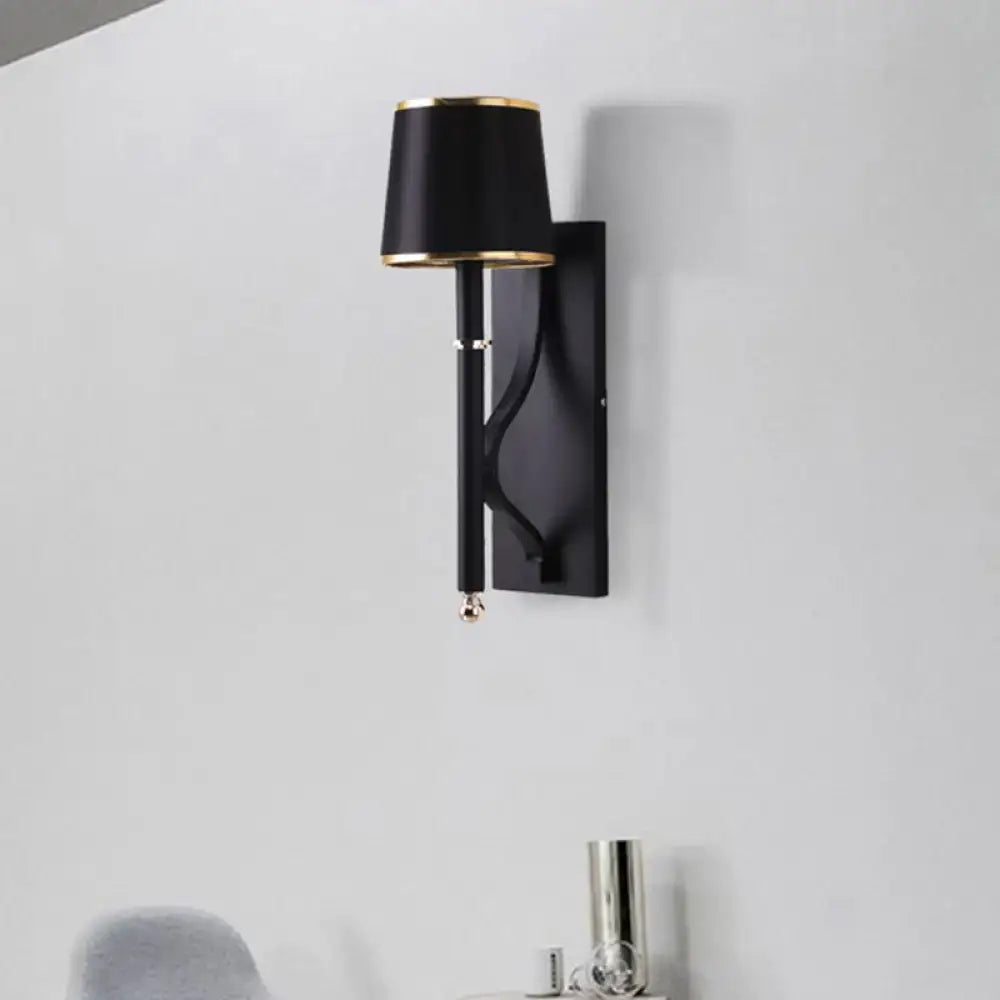 Decorbites Black Flaxen Cone Wall Sconce with black shade and gold trim wall mount on Tampa Home & Garden Store