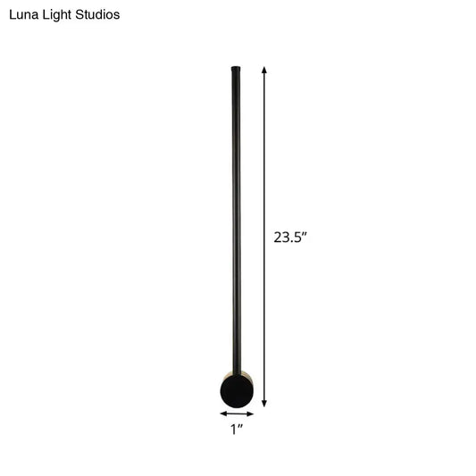 Black Needle Wall Light by Decorbites, slender black metal rod with round base, 23.5in tall on Tampa Home & Garden Store