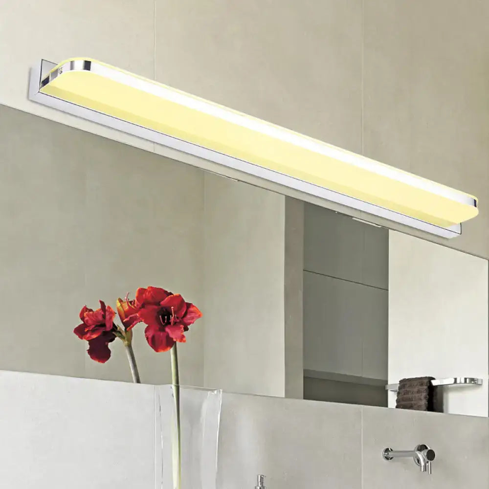 Chrome LED vanity light fixture, wall-mounted chrome bar with warm white panel Decorbites on Tampa Home & Garden Store