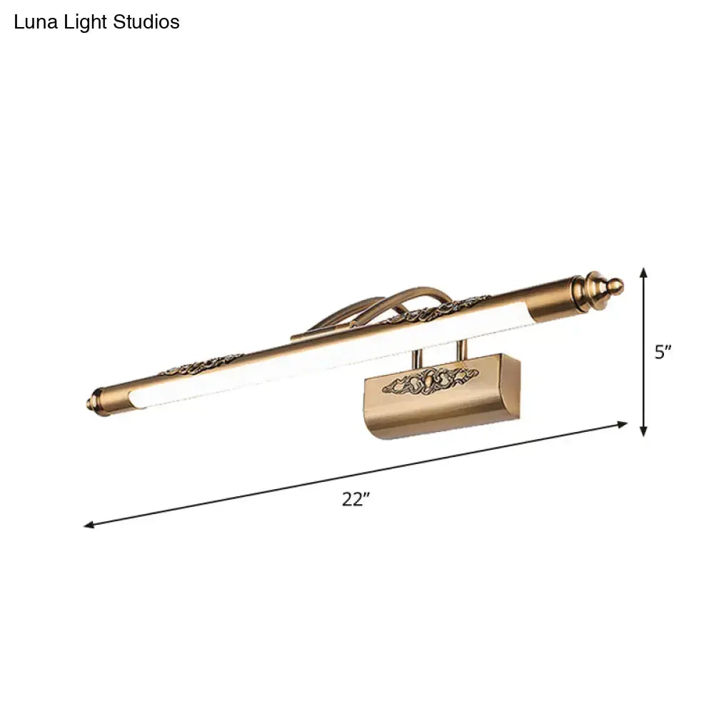 Brass Wide LED Vanity Light by Decorbites, 22in wall-mount bar with ornate detailing on Tampa Home & Garden Store