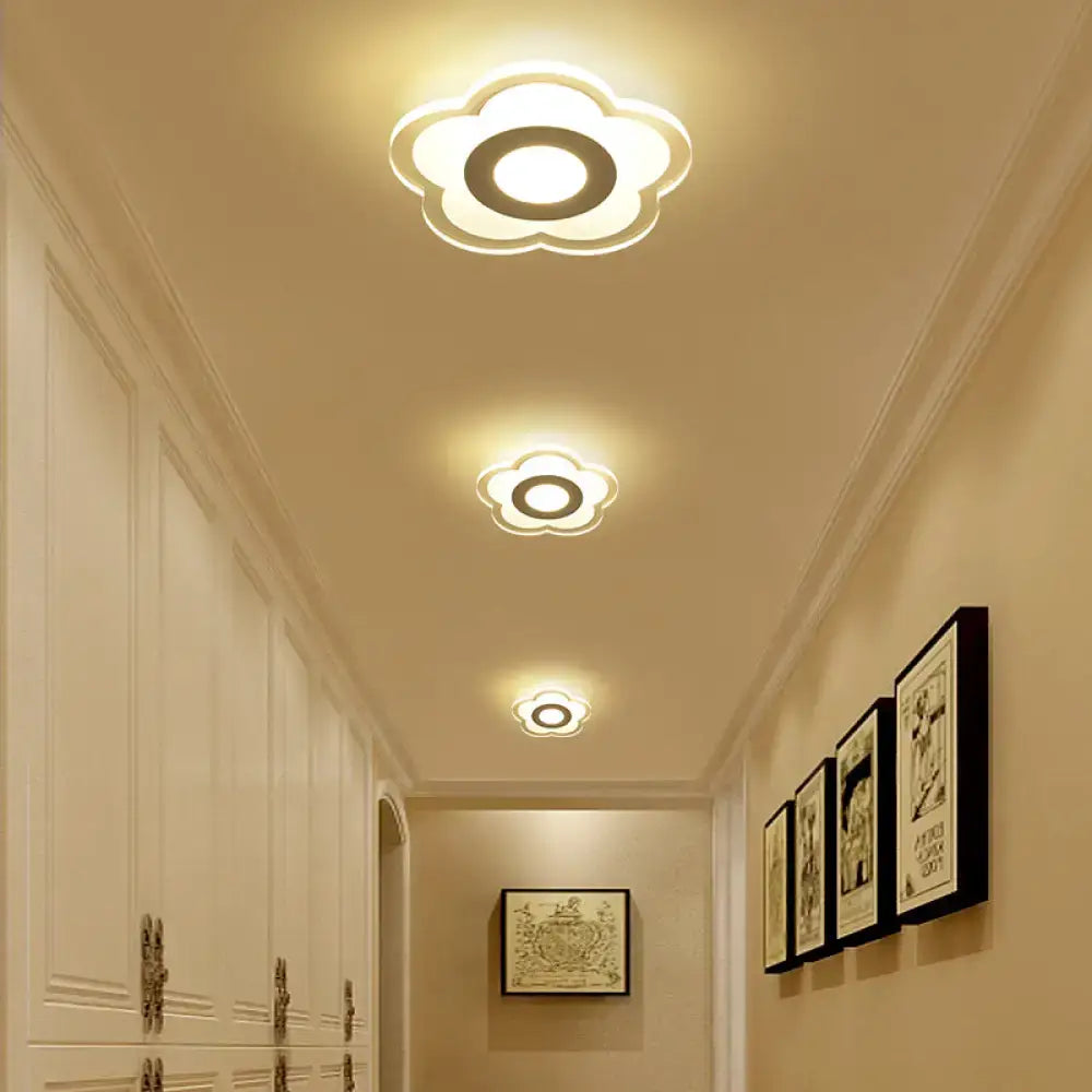 Square LED Wall Lamp Decorbites hallway with flower-shaped ceiling lights in warm white on Tampa Home & Garden Store