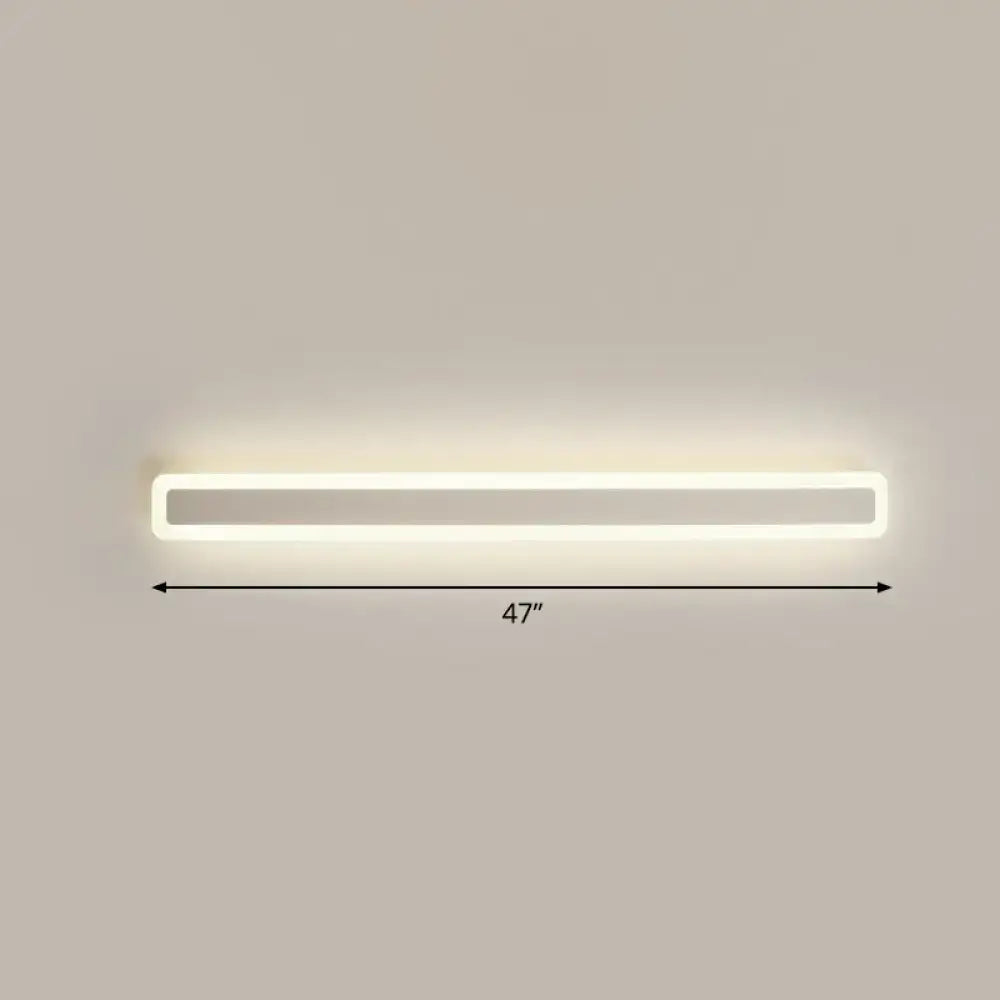 Minimalist white LED vanity light bathroom wall sconce by Decorbites, 47-inch long on Tampa Home & Garden Store
